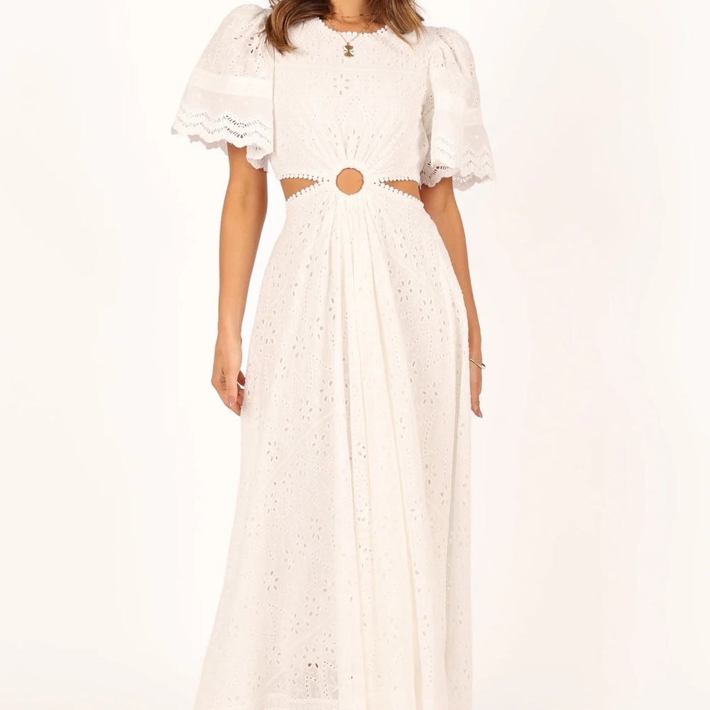 NWT Petal & Pup White Eyelet Cutout Bridal Maxi Dress - Picture 4 of 6